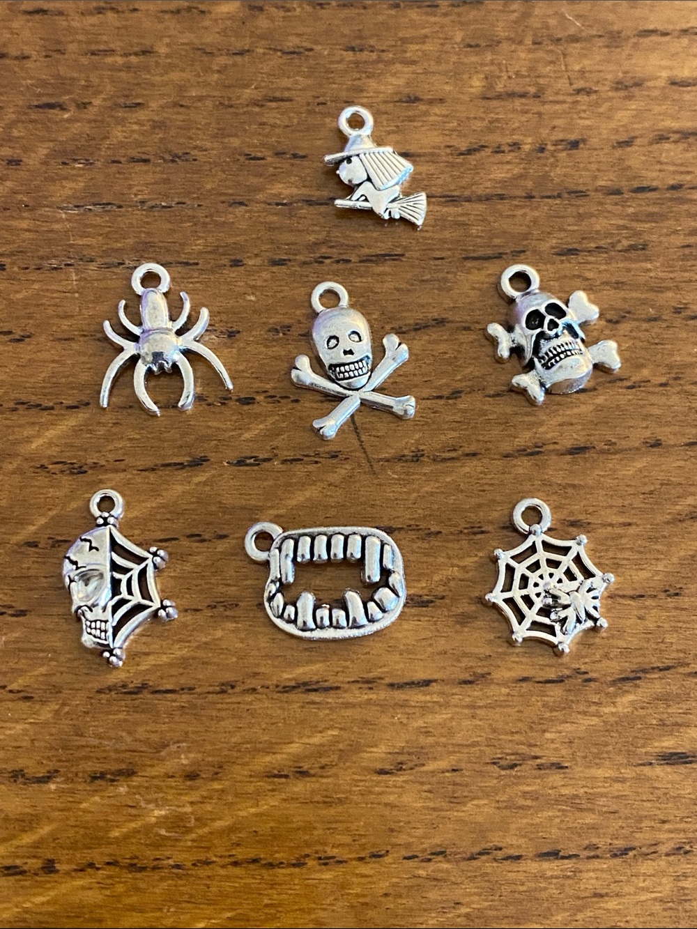 Spooky Goth Emo Charm Set for Jewelry- Spiders, Skulls, Fangs